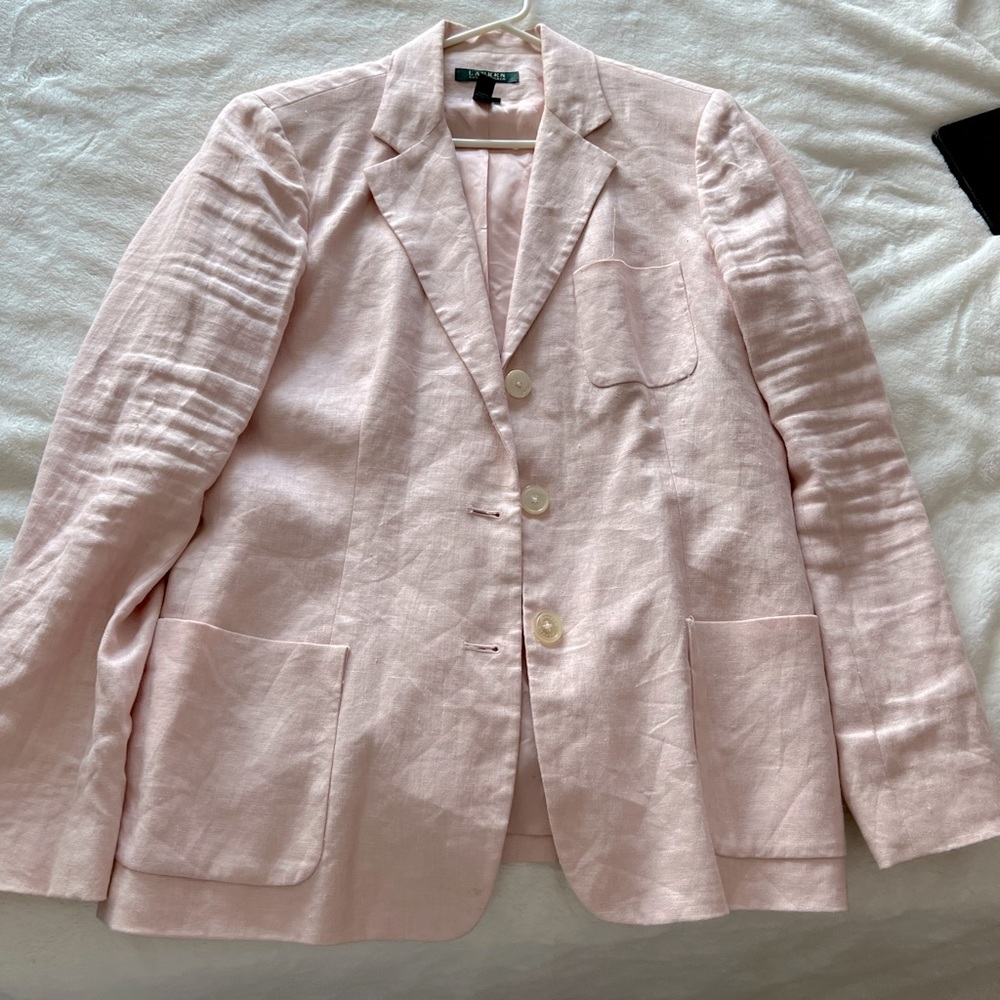 Light (Pale) Pink Linen Ralph Lauren Blazer Size 12